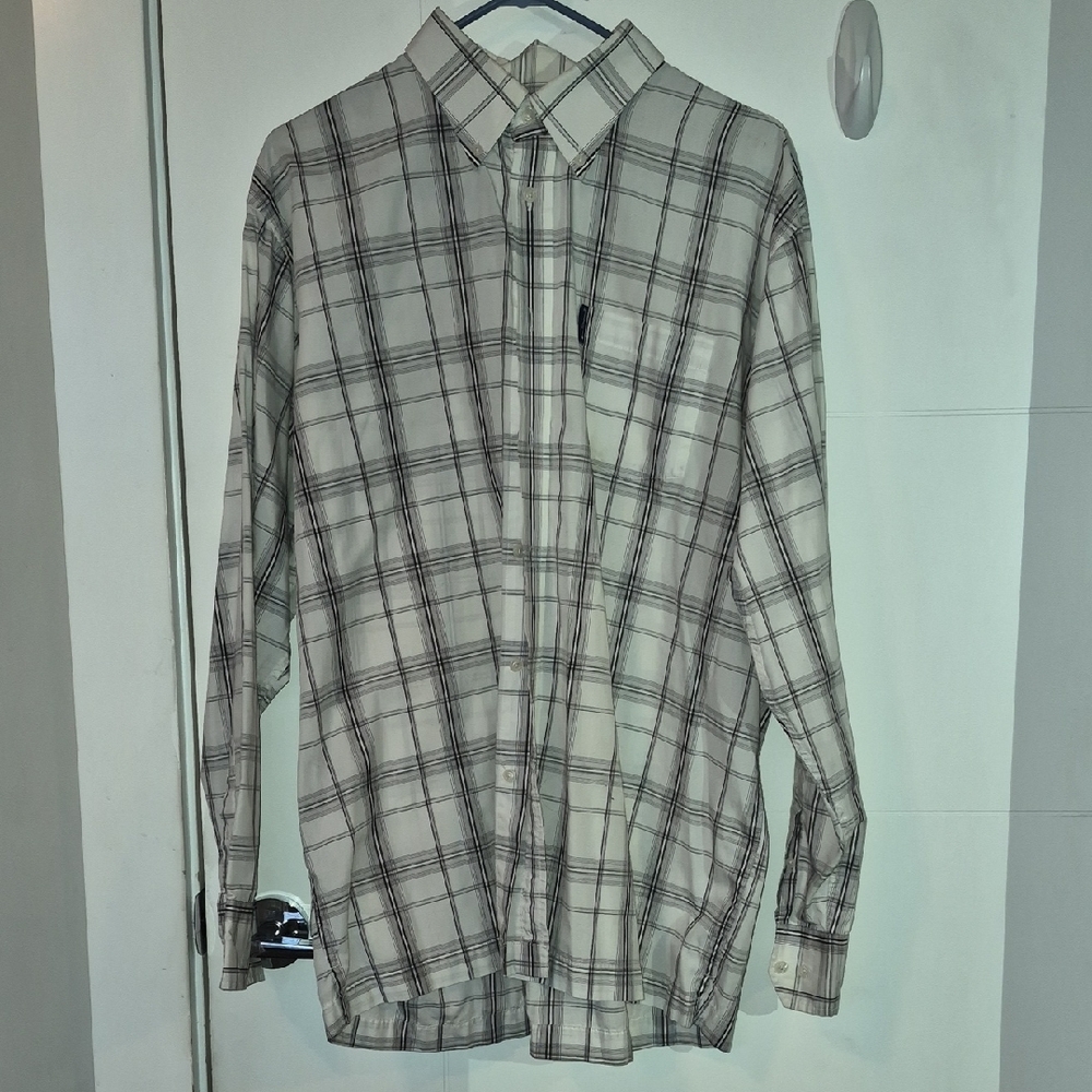 Ben Sherman Men's Long-Sleeve Plaid Button-Down Shirt - White & Gray